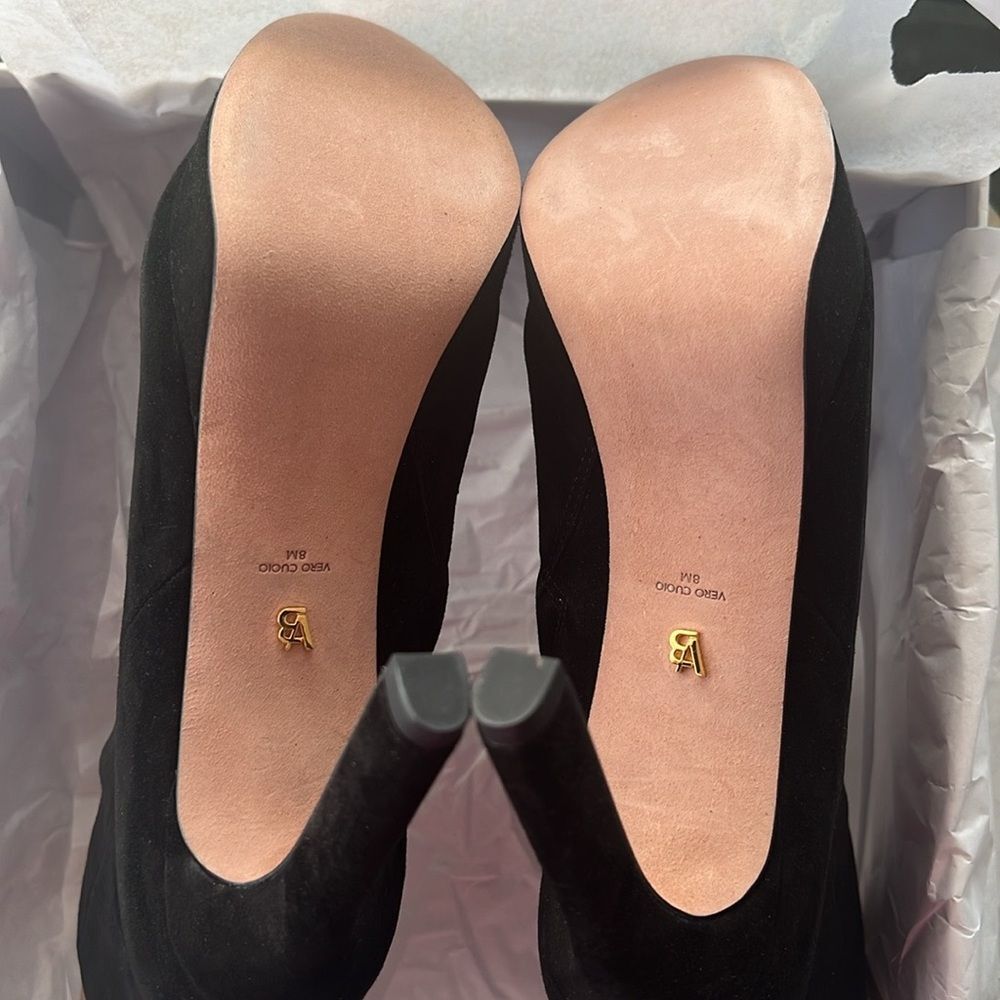 Veronica Beard Dali Suede Platform Ankle Boots, Black, New, Size 9 - Picture 13 of 16